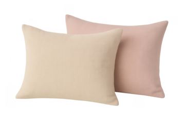 Two soft comfort pillows in beige and pink