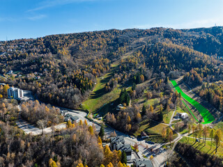 Synthetic sky slope in the Italian alps of Nevegal resort