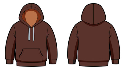 brown  sweatshirt hoodie mockup featuring both front and back perspectives, provided on a white background.