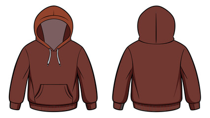brown  sweatshirt hoodie mockup featuring both front and back perspectives, provided on a white background.
