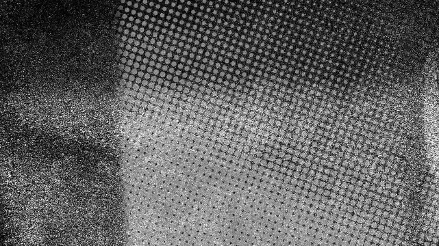 Black and White Halftone Grunge Loop.Seamless animated background with heavy grunge noise and halftone dots. Retro stop motion wiggle loop