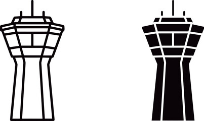 Obraz premium Airport control tower icon set showing a building, , for design