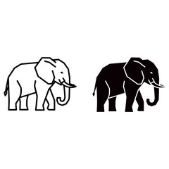 Icon of two elephants, one in outline and the other in solid black