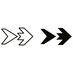 Two right arrows in black and white for web design
