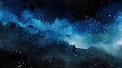 Blue Watercolor Galaxy Night Sky Abstract Art Background
