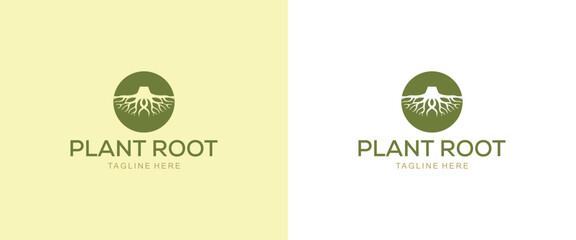 Plant root logo design template vector symbol illustration