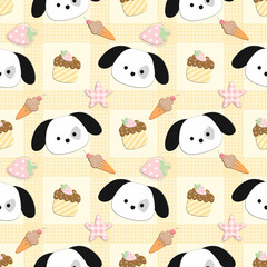 seamless pattern with food and dogs