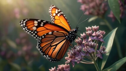 Naklejka premium Monarch butterfly on a flower