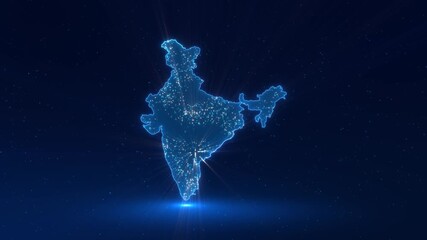 India map icon animation background, digital Space currency outline of Indian for technology geographic visuals, patriotic futuristic map network or business data analysis cyber security business. - Powered by Adobe