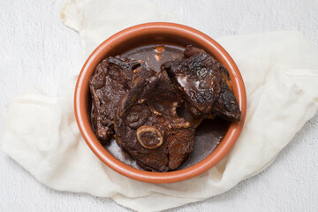 Chanfana a traditional Portuguese dish made of slow-cooked goat stewed in red wine