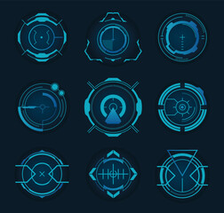 Futuristic HUD Target Interface | Sci-Fi Crosshair UI Vector Set