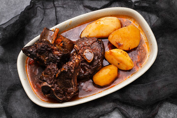 Chanfana a traditional Portuguese dish made of slow-cooked goat stewed in red wine