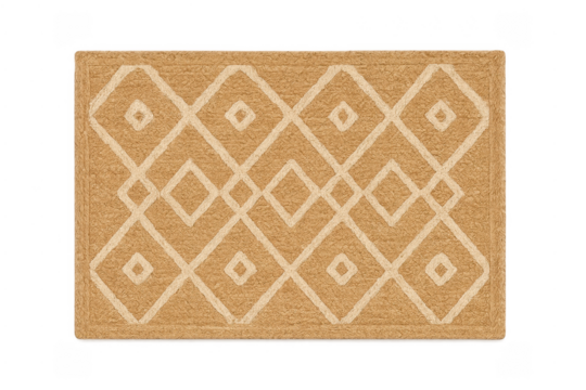 Beige woven geometric diamond pattern rug - Powered by Adobe