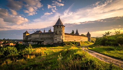 Stone fortress against a vivid sky