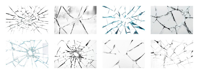 PNG Shattered glass texture collection, element set on transparent background