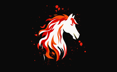 Abstract horse head multicolored paints colored drawing vector illustration