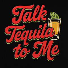 "Talk Tequila to Me" Retro Design Tee - Fun Tequila Shot Glass & Lime Graphic for Parties, Cinco de Mayo Celebrations, or Casual Wear. Ideal Gift for Tequila Lovers & Drink Enthusiasts!