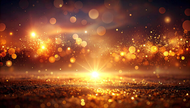 金色の玉ボケの光の背景,　AI生成画像