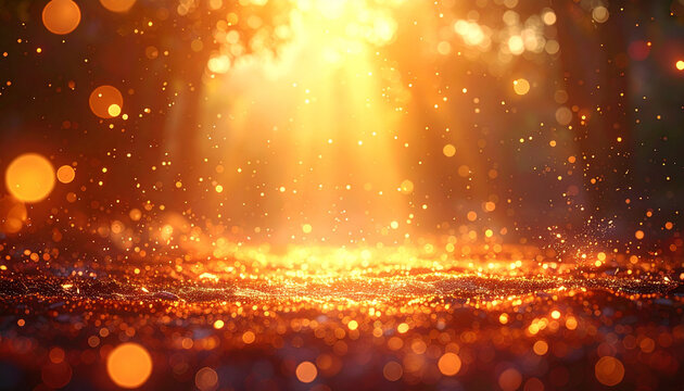金色の玉ボケの光の背景,　AI生成画像