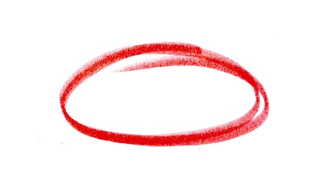 Bold red hand-drawn oval mark symbolizing attention or emphasis, a vibrant graphic element highlighting important information or areas on a clean white canvas