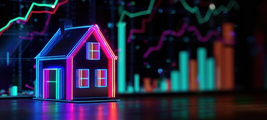 The House in Neon Focused on Digital Real Estate Market and Financial Trends