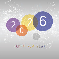 Best Wishes - Simple Colorful New Year Card, Cover or Background, Vector Design Template with Numerals - 2026