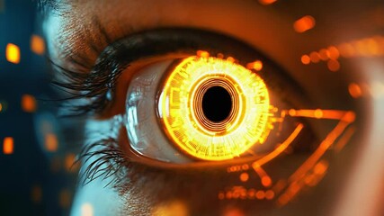 Human eye with futuristic digital circuit overlay - Powered by Adobe
