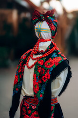 Life-size Ukrainian motanka doll in traditional costume