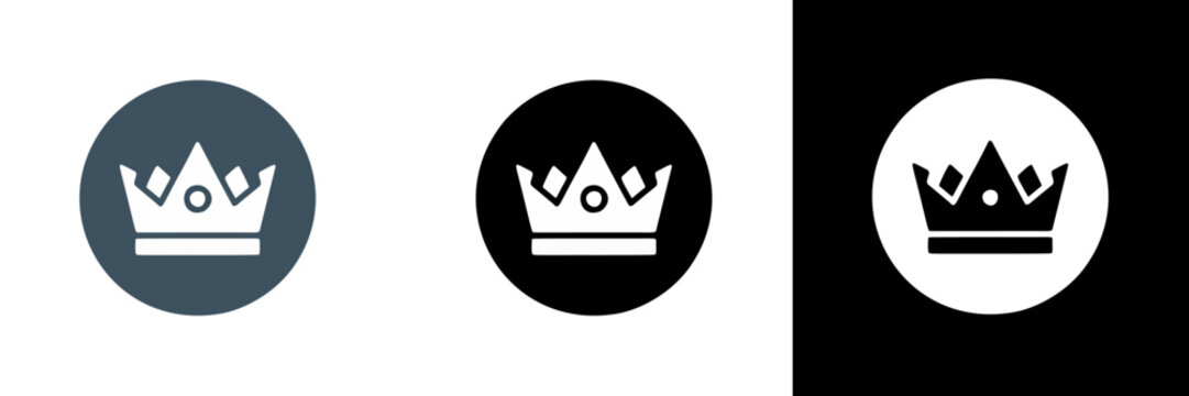 A clean crown symbol inside a circular badge, presented in color, black, and white styles for versatile branding across different themes.
