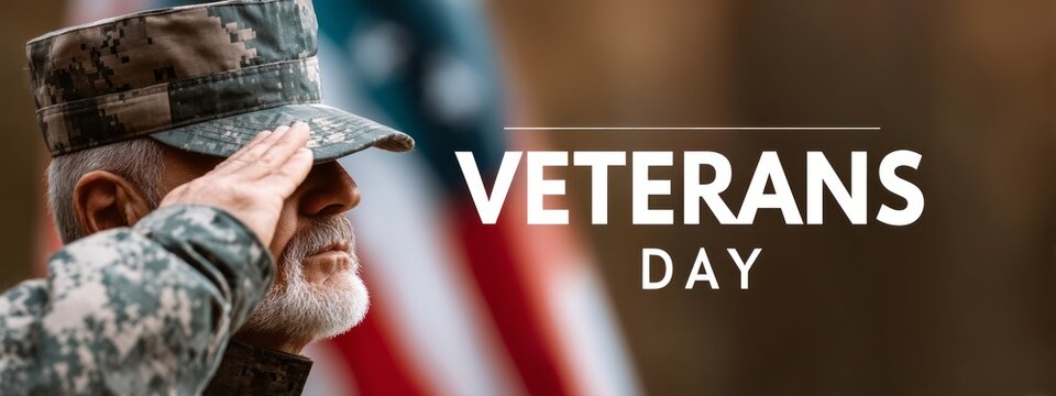A proud veteran salutes while standing near the American flag during a heartfelt Veterans Day event, reflecting gratitude and respect for those who served the nation