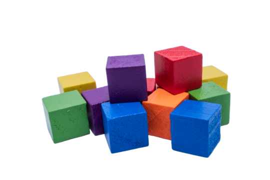 Colorful wooden toy blocks for early childhood education