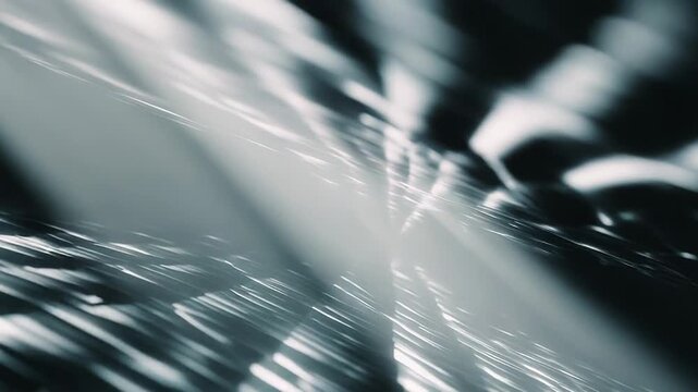 Abstract metallic structure moving with light reflections