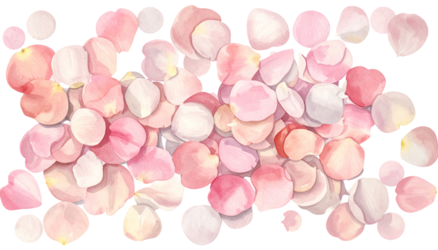 Pastel-toned petals, scattered, creating a soft, delicate, and romantic texture