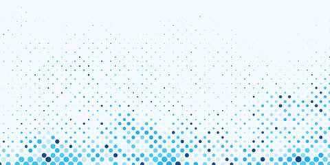 Vibrant Halftone Vector:  Dynamic Blue Circles, Abstract Backdrop