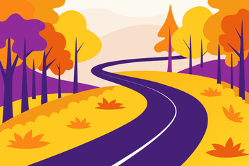 Autumn road with trees