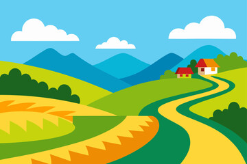 Cartoon landscape view