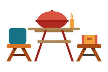 Table setting with food