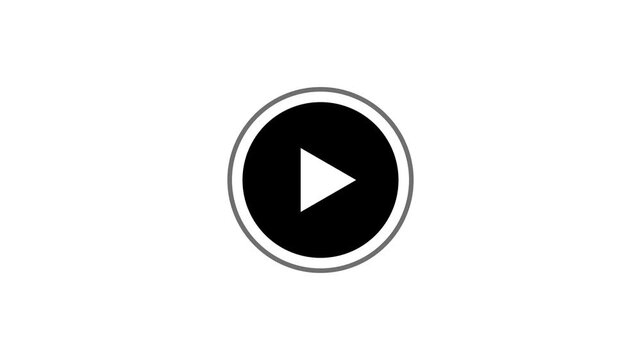 Simple black play button icon on a clean white background for media playback and streaming services