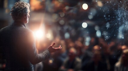 Speaker At Presentation In Front Of Large Audience