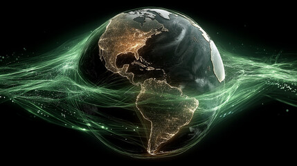 A futuristic vision of green energy and sustainable technology. Perfect for themes of environmental in