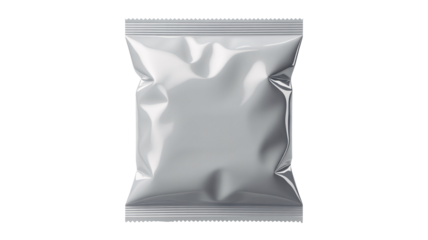 Silver packaging mockup template blank foil bag 