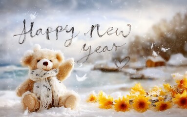 teddy bear in the snow