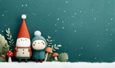 snowman with christmas tree