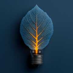 light bulb with green leaf