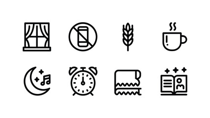 Morning routine icons set for healthy habits and productivity