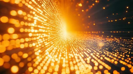 Fiber optics transmitting glowing data signals at high speed - Powered by Adobe