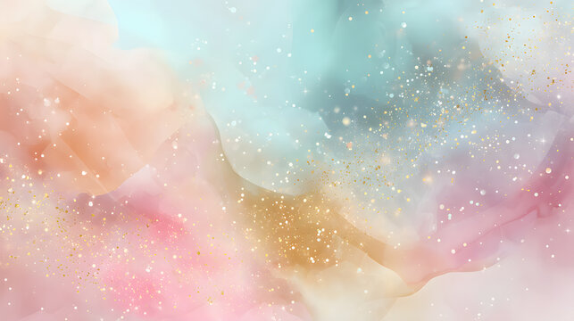 Elegant pastel gradient border with soft sparkles for a birthday invitation.