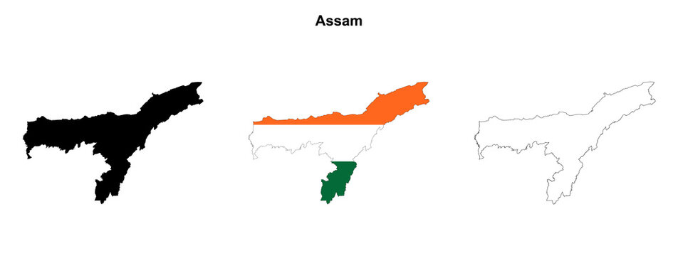 Transparent Assam outline map set