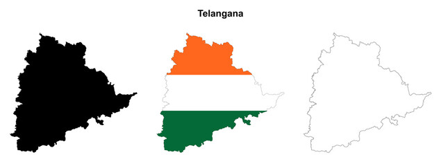 Transparent Telangana outline map set