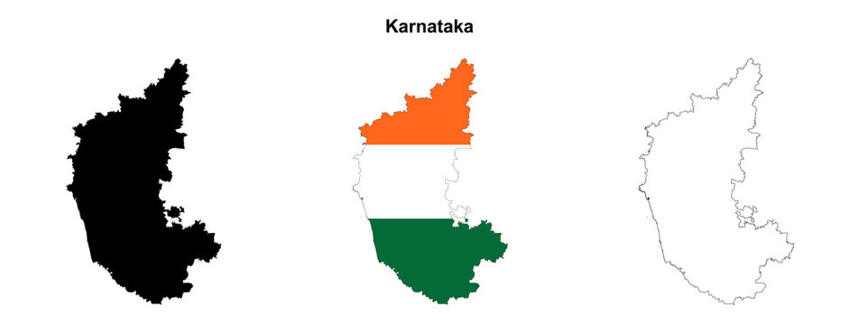 Transparent Karnataka outline map set